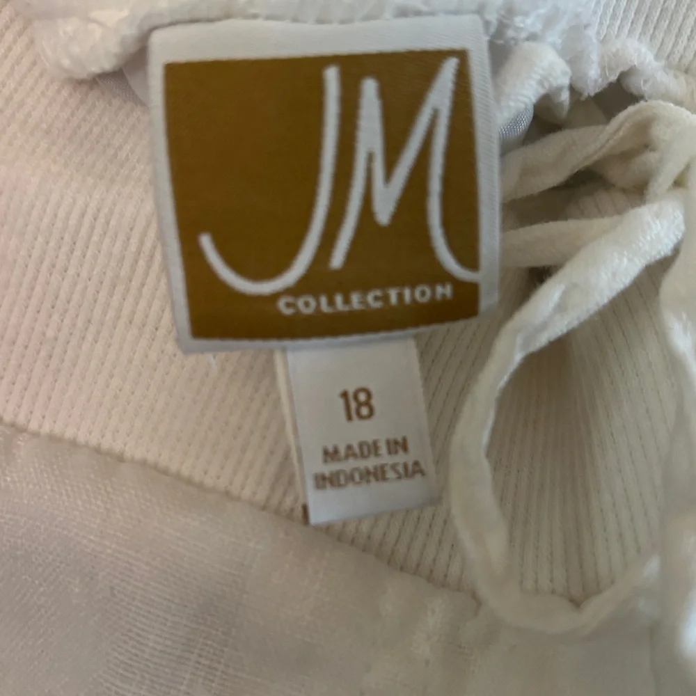 JM Collection women's white linen Chinos